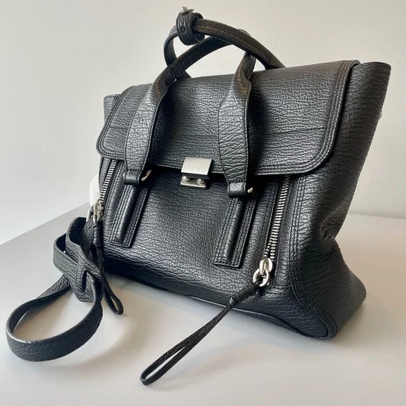 Phillip Lim 3.1 Pashli Medium Satchel in Black Peeble Leather. - Picture 2 of 7